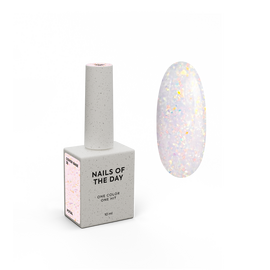 NOTD. Cover Base Potal, NEW Formula #35, 10 ml, ніжно-рожева база з голографічною поталлю #1