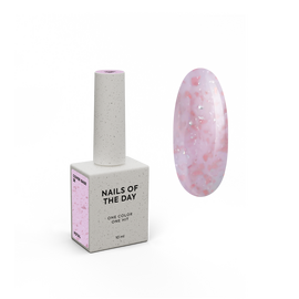 NOTD. Cover Base Potal, NEW Formula #38, 10 ml, рожево-молочна база з рожевою та срібною поталлю #1