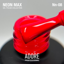 ADORE. Neon Max Gel Polish, #Nn-08, Rush, 8 ml. Гель-лак, яскраво-червоний #2