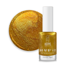 ADORE. Stamping nail polish, №3, Gold, 8 ml. Лак для стемпінгу, перламутровий золотий #1