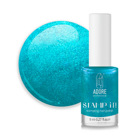 ADORE. Stamping nail polish, №13, Turquoise, 8 ml. Лак для стемпінгу, перламутровий бірюзовий #1