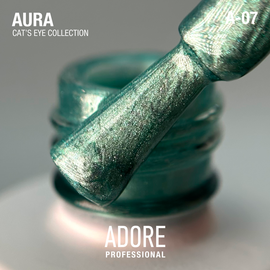 ADORE. Cat's Eye Gel Polish, #A-07, Siren, 8 ml. Гель-лак скляне "котяче око"-хамелеон, м'ятний #2