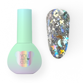 You Are Cute. Star Glow Top Coat, 5 ml, топ із зірочками та місяцями #1