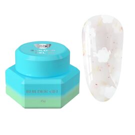 You Are Cute. Builder Gel #20, 15 ml, гель для нарощування з білими квіточками та кольоровими частинками #1
