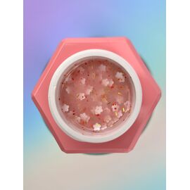 You Are Cute. Builder Gel #21, 15 ml, гель для нарощування з білими квіточками та кольоровими частинками #2