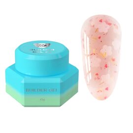 You Are Cute. Builder Gel #21, 15 ml, гель для нарощування з білими квіточками та кольоровими частинками #1