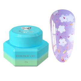 You Are Cute. Builder Gel #24, 15 ml, гель для нарощування з білими квіточками та кольоровими частинками #1