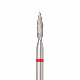 Ülka. Diamond nail bit, flame, red, Ø 2.1 mm / роб. частина 10 mm, Фреза алмазна "Полум'я" червона, гостра #1