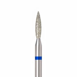 Ülka. Diamond nail bit, flame, blue, Ø 2.1 mm / роб. частина 10 mm, Фреза алмазна "Полум'я" синя, гостра #1