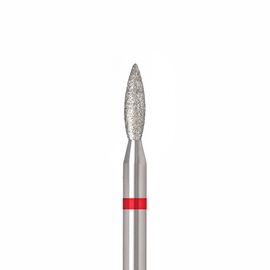 Ülka. Diamond nail bit, flame, red, Ø 2.1 mm / роб. частина 8 mm, Фреза алмазна "Полум'я" червона, гостра #1