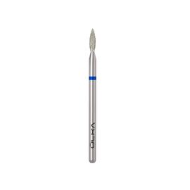 Ülka. Diamond nail bit, flame, blue, Ø 2.1 mm / роб. частина 8 mm, Фреза алмазна "Полум'я" синя, гостра #2