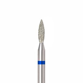 Ülka. Diamond nail bit, flame, blue, Ø 2.1 mm / роб. частина 8 mm, Фреза алмазна "Полум'я" синя, гостра #1