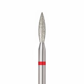 Ülka. Diamond nail bit, flame, red, Ø 2.3 mm / роб. частина 10 mm, Фреза алмазна "Полум'я" червона, гостра #1