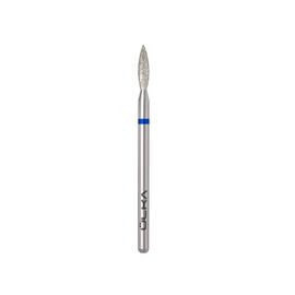 Ülka. Diamond nail bit, flame, blue, Ø 2.3 mm / роб. частина 10 mm, Фреза алмазна "Полум'я" синя, гостра #2