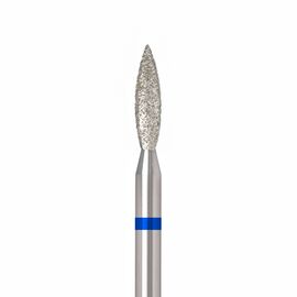 Ülka. Diamond nail bit, flame, blue, Ø 2.3 mm / роб. частина 10 mm, Фреза алмазна "Полум'я" синя, гостра #1