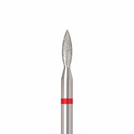 Ülka. Diamond nail bit, flame, red, Ø 2.3 mm / роб. частина 8 mm, Фреза алмазна "Полум'я" червона, гостра #1