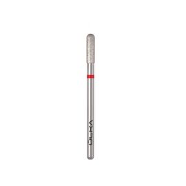 Ülka. Diamond nail bit, cylinder, red, Ø 3 mm / роб. частина 10 mm, Фреза алмазна "Циліндр" червона, заокруглена #2