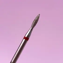 LUNAmoon. Diamond nail bit, flame, red, Фреза алмазна "Полум'я коротке", червона, Ø 1.8 mm #2