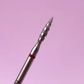 LUNAmoon. Diamond nail bit, flame, red, Фреза алмазна "Полум'я гостре", червона, Ø 2.1 mm, Торнадо #2