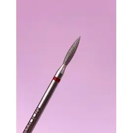 LUNAmoon. Diamond nail bit, flame, red, Фреза алмазна "Полум'я гостре", червона, Ø 2 mm #2
