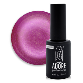 ADORE. Cat's Eye Gel Polish, #M-01, 8 ml. Гель-лак "котяче око" на вітражній основі, яскраво-малиновий турмалін #1