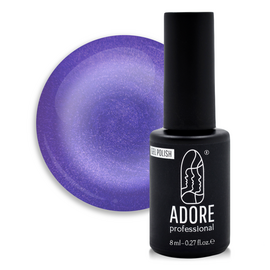 ADORE. Cat's Eye Gel Polish, #M-02, 8 ml. Гель-лак "котяче око" на вітражній основі, фіолетовий аметист #1