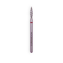 LUNAmoon. Diamond nail bit, flame, red, Фреза алмазна "Полум'я гостра", червона, Ø 2.1 mm, Торнадо #1