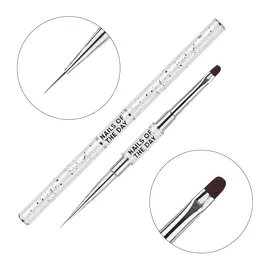 NOTN. Professional Brush 2-in-1: Liner + Oval, 11 mm, двосторонній професійний пензлик для тонких промальовок та викладки гелю #1