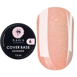 SAGA. Shimmer base, #06, 15 ml. Кольорова база з шимером #1