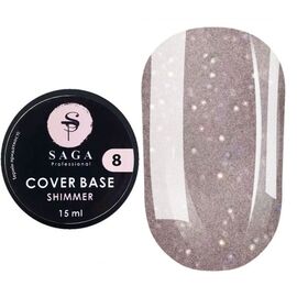 SAGA. Shimmer base, #08, 15 ml. Кольорова база з шимером #1