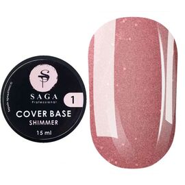 SAGA. Shimmer base, #01, 15 ml. Кольорова база з шимером #1