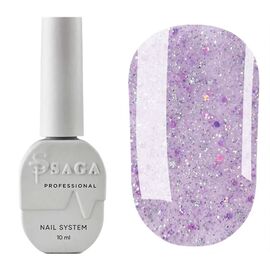 SAGA. Sugar base, #06, 10 ml. Кольорова база з блискітками #1