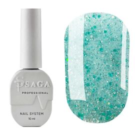 SAGA. Sugar base, #07, 10 ml. Кольорова база з блискітками #1