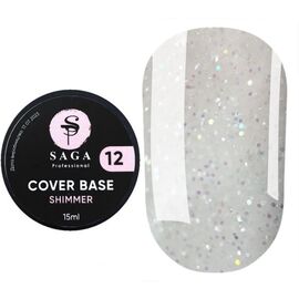 SAGA. Shimmer base, #12, 15 ml. Кольорова база з шимером #1