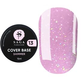 SAGA. Shimmer base, #13, 15 ml. Кольорова база з шимером #1