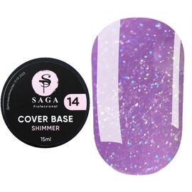 SAGA. Shimmer base, #14, 15 ml. Кольорова база з шимером #1