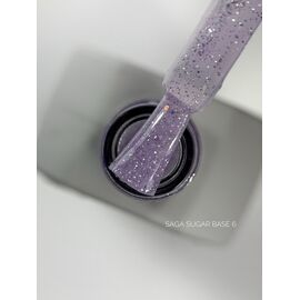 SAGA. Sugar base, #06, 10 ml. Кольорова база з блискітками #2