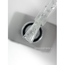 SAGA. Leaf base, #02, 10 ml. Кольорова база із срібною поталлю #1