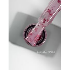 SAGA. Leaf base, #06, 10 ml. Кольорова база із рожевою поталлю #1