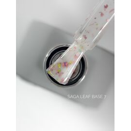 SAGA. Leaf base, #07, 10 ml. Кольорова база із різнокольоровою поталлю #1