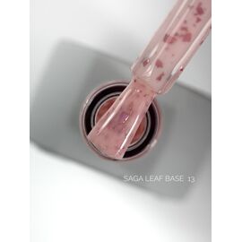 SAGA. Leaf base, #13, 10 ml. Кольорова база із рожевою поталлю #1