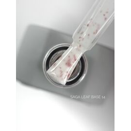 SAGA. Leaf base, #14, 10 ml. Кольорова база із рожевою поталлю #1