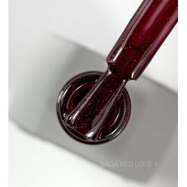 SAGA. Gel Polish "Love Red", #02, 10 ml. Гель-лак з шимером #2