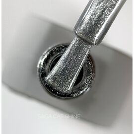 SAGA. Cat's Eye Gel Polish "Cat Shine", #01, Silver, 10 ml. Гель-лак "Котяче око", срібний #1