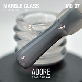 ADORE. Marble Glass Gel Polish, #MG-07, Kaolin, 8 ml. Вітражний гель-лак, біла прозора глазур #2
