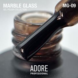 ADORE. Marble Glass Gel Polish, #MG-09, Granite, 8 ml. Вітражний гель-лак, сіро-коричнева глазур #2