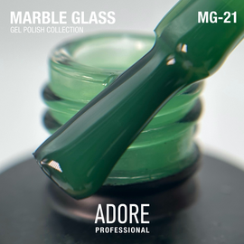 ADORE. Marble Glass Gel Polish, #MG-21, Nephrite, 8 ml. Вітражний гель-лак, трав'яна глазур #2