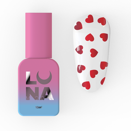 LUNAmoon. Red Romantic Top Coat, 13 ml, топ з червоними сердечками #1