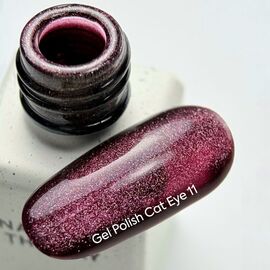 NOTD. Gel Polish "Cat eye" #11, 6 ml, гель-лак "котяче око" темно-малиновий #2