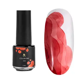 F.O.X. Color Ink, #002, 5 ml, Red. Кольорова туш для дизайну в акварельній техніці #1